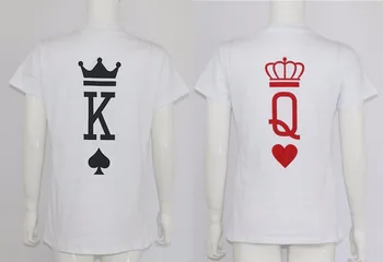 Sieviešu Pāris Karaļa un Karalienes Kronis Pokera Druka T Kreklu Vasaras Tumblr Smieklīgi Grafiskais T-krekls Topi Auduma Jaunu Vīriešu