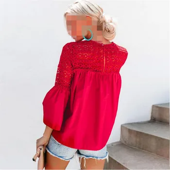 Sieviešu Rudens T-Krekli Streetwear Raibs Dizains, Mežģīnes Dekoru Dobi No O-veida Kakla Izlīdzināšanu Piedurknēm tīrtoņa Krāsu Slim Puse Top 2021