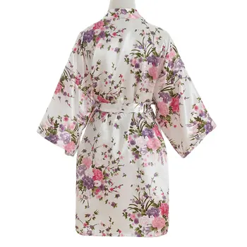 Sieviešu Satīna Īss Naktskrekls Kimono Drēbes Sexy Ķiršu Ziedi Mākslīgās Zīda Halāti, Kāzas, Līgava, Līgavas Kleita Viens Izmērs 2019 Vasaras