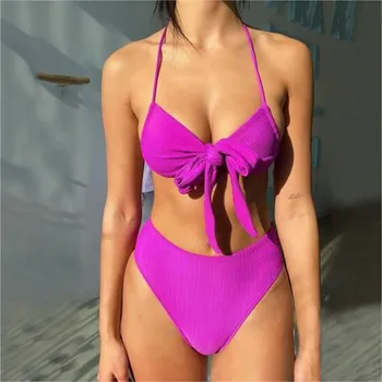 Sieviešu Sexy Hotpink V-veida kakla Regulējams 3-way Peldkostīms Bikini Sexy Bodysuits Ir 2021. Beach peldkostīms, Peldbikses Maillot De Bain