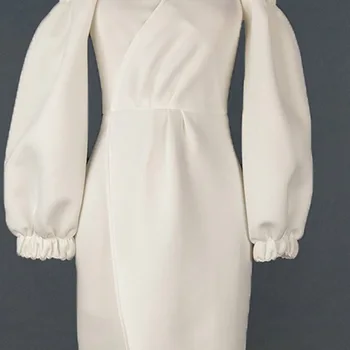 Sieviešu Sexy V-Neck Dress 2020. Gada Vasaras Puff Sleeve Mini Kleita Baltā Sieviešu Modes Cietā Princess Puse Elegants Kleitas Vestidos