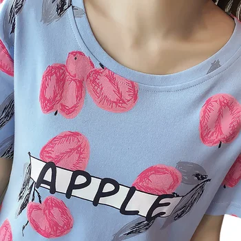 Sieviešu Sleepwear Salds Cute Gadījuma divdaļīgs kostīms red apple Drukāt Slim Īsām Piedurknēm Bikses, Pidžamas Komplekts