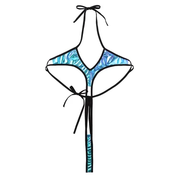 Sieviešu Spīdīga Metāla Erotiska Apakšveļa Pavada Backless Strappy Mikro Monokini Peldkostīmu Atvērt Tases Sexy Bodysuit Tērpos Naktsveļu