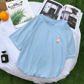 Sieviešu T Krekls Gadījuma Kawaii saldējums Iespiesti Tee Kreklu Femme Īsām Piedurknēm O-veida kakla Topi Streetwear Harajuku Tumblr T-krekls Vasaras