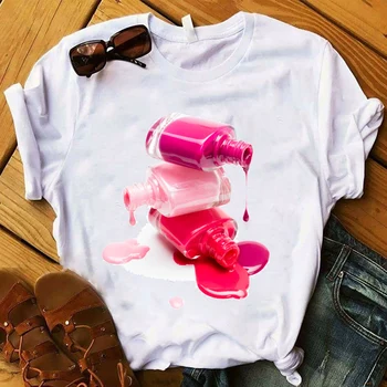 Sieviešu T Sieviešu 2020. Gadam Grafiskā Nagu 3D Gadījuma Sexy Lady Modes Vasaras Top Tshirt Tee Kreklu Dāmas Sieviešu Apģērbu T-krekls