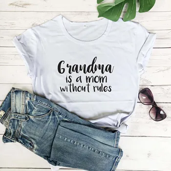 Sieviešu VECMĀMIŅA IR MAMMA BEZ NOTEIKUMIEM Smieklīgu T Kreklu Gramma Krekls Mamma Krekls Dāvanu Vecmāmiņa Īsām Piedurknēm Drukāts t-veida dāvanu top