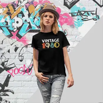 Sieviešu Vintage 1980 40 gadu Jubileju, T-krekli 40 Gadus Veca T Krekla Modes 40 Gadiem, Topi, t-veida, Smieklīgi Sieviešu Apģērba Izdrukāt