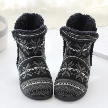 Sieviešu čības ziemas siltas kurpes mājas čības pāris āra black žakarda gumijas zole neslīdoša sieviete čības lielu 41-44