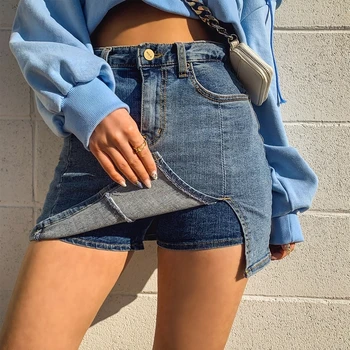 Sieviešu īsās bikses-šorti 2020. gada vasarā jaunu rekordu-elastīgs modes gadījuma savvaļas sadalīt džinsa īsi svārki bikses korejas augsta vidukļa, gurniem maisa