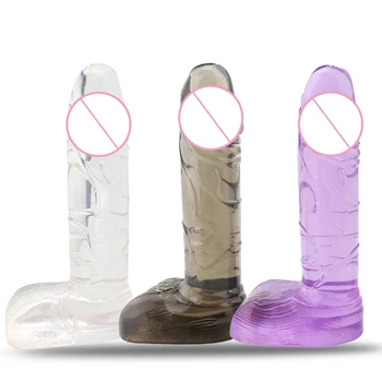 Silikona Mazo Želejveida Dildo Masturbācija seksa rotaļlietas Sievietēm, Kristāla piesūcekni Reālistisks Dildo Dzimumlocekļa G spot Pieaugušo seksa produkti