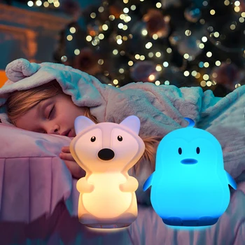 Silikona Pingvīns Mūzikas Lampas Bezvadu Bluetooth Skaļruni Player USB Lādējamu 9 Krāsas LED Nakts Gaisma Bērniem Bērniem Bērnu