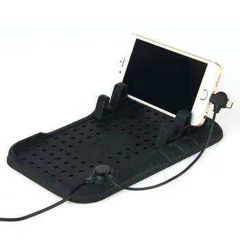 Silikona Telefons Statīva Turētājs ar 2 in 1 USB Magnētisko Lādētāja Kabeli Paneļa Mount Non-Slip Pad Turētājs iPhone Android
