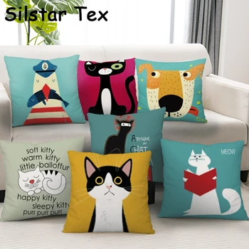 Silstar Tex Dzīvnieku Modes Spilvendrāna Kaķis, Suns Apdare Spilvena Vāka Mājas Biroja Dīvāns Rotā