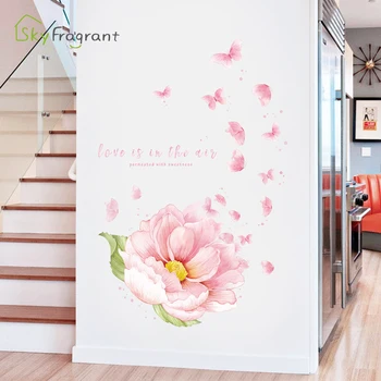Silts rozā ziediem, sienas uzlīmes, meitenes, telpu dekorēšana guļamistaba dekori mājas dekors dzīvojamā istaba sienas dekori pašlīmējošās uzlīmes