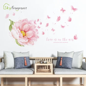 Silts rozā ziediem, sienas uzlīmes, meitenes, telpu dekorēšana guļamistaba dekori mājas dekors dzīvojamā istaba sienas dekori pašlīmējošās uzlīmes