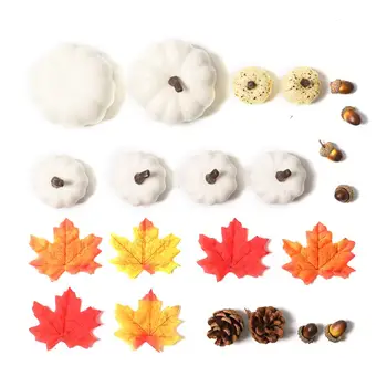 Simulācijas Balts Ķirbju Maple Leaf Piederumi Rudens Krāsas Halloween, Pateicības Home Decoration Accessories Acorn Aksesuāri