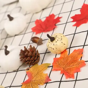 Simulācijas Balts Ķirbju Maple Leaf Piederumi Rudens Krāsas Halloween, Pateicības Home Decoration Accessories Acorn Aksesuāri