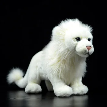 Simulācijas Pastāvīgā White Lion Pildījumu Plīša Rotaļlietu, Mīksto Reālajā Dzīvē Āfrikas Lauvu Cute Lelle Reāli Dzīvnieku Modeli Dāvana Bērnam