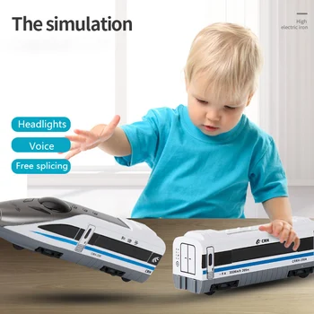 Simulācijas ātrgaitas Dzelzceļa Vilcienu Rotaļlietas Bērnu Elektriskā Dzelzceļa Vilcienu EMS Izšūšanas Montāža Modeļa, pirkstu Nospiedumu Sensors Zēns Dāvanu