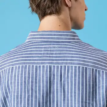 SIMWOOD 2020. gada vasarā jaunu tencel lina maisījums forši krekli vīriešu vertikālās svītrās trīs ceturtdaļu piedurknēm elpojošs krekls SJ110525