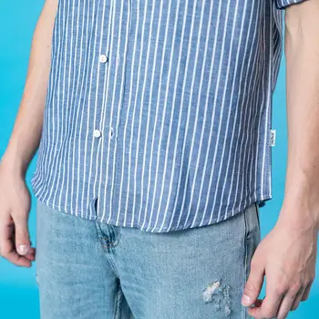 SIMWOOD 2020. gada vasarā jaunu tencel lina maisījums forši krekli vīriešu vertikālās svītrās trīs ceturtdaļu piedurknēm elpojošs krekls SJ110525