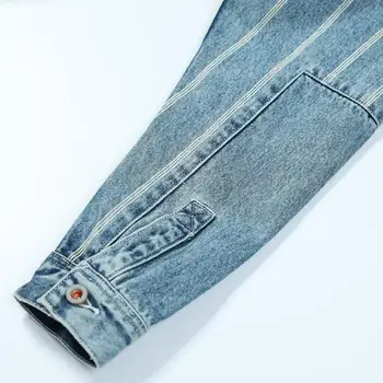 SIMWOOD 2020 jaunas džinsa auduma žaketes vīriešiem dubultās kabatas vertikālās svītrās kokvilnas atpakaļ Džinsa sīki mājas darbi Mēteļi streetwear 1903561