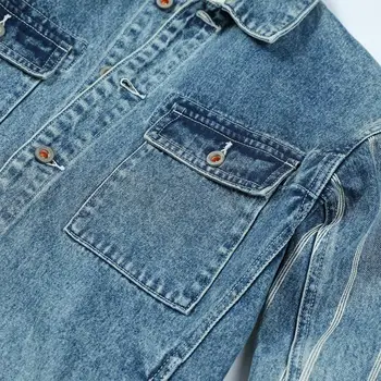 SIMWOOD 2020 jaunas džinsa auduma žaketes vīriešiem dubultās kabatas vertikālās svītrās kokvilnas atpakaļ Džinsa sīki mājas darbi Mēteļi streetwear 1903561
