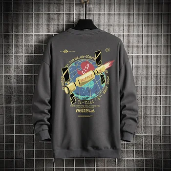 SingleRoad Crewneck Sporta Krekls Vīriešiem 2020. Gada Rudenī Grafiskais Izdrukāt Lielgabarīta Hip Hop Japāņu Streetwear Melnā, Pelēkā Vārna Vīriešu Krekli