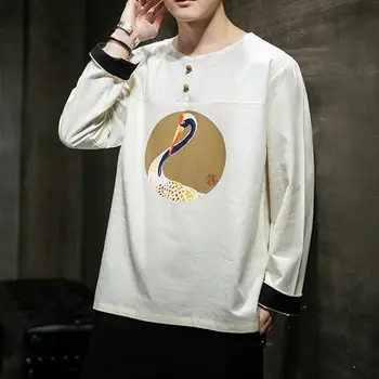 Sinicism Veikalā 2020 Vīrieši Ķīniešu Stila, ar garām Piedurknēm O-veida kakla T Krekls Vīriešiem Pavasara Gadījuma Vintage T Krekli Vīriešu Modes Drukāts Apģērbs
