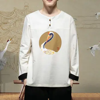 Sinicism Veikalā 2020 Vīrieši Ķīniešu Stila, ar garām Piedurknēm O-veida kakla T Krekls Vīriešiem Pavasara Gadījuma Vintage T Krekli Vīriešu Modes Drukāts Apģērbs