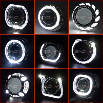 Sinolyn Projektoru Bezel LED Angel Eyes priekšējie Siltumekrāni, Lai Hella/Koito Q5 Lēcas 2.5 & 3 Collas, Bi Ksenona Lukturu Lēcas DRL Bezels