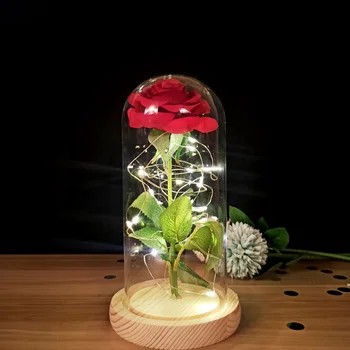 Skaisti Mūžīgā Roze Eternelle LED Gaismas Skaistuma Un Zvērs Pieauga Stikla Kupola Mātes Dzimšanas dienu, Valentīna Dienas Dāvanu