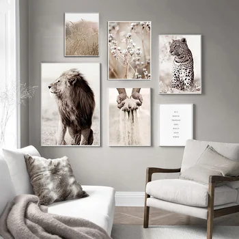 Skandināvijas Plakātu Drukas Niedru Dabas Ainava Kanvas Glezna Leopard Lauva Dzīvnieku Sienas Art Attēlu Ziemeļvalstīm Mājas Dekoru