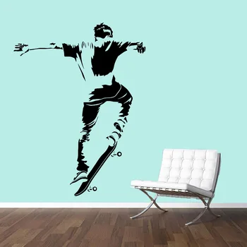 Skateboarder Vinila Sienas Decal Pusaudžu Istabu Skeitbordu Uzlīmes Guļamistaba Dekori Modern Home Apdares Bērnistabā Sienas Uzlīmes C783
