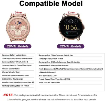 Skatīties Joslas Samsung Galaxy Skatīties 42mm/Garmin Vivoactive 3/Vivoactive 4 4S/Priekštecis 645 18 20 22 MM Silikona Siksniņa Watchband