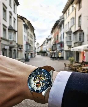 Skelets Mehāniskās Vīriešu Pulksteņi Top Zīmola Luksusa Automātiskā Skatīties Vīriešu Ādas Band Modes Gadījuma Rokas pulksteni мужские часы