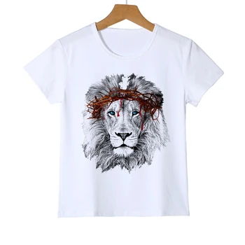 Skiču Gadījuma O-veida kakla Adīts Zēnu T-krekls Vasaras Lion King Īsām Piedurknēm Dzīvnieku Iespiestas Bērnu T krekls Meitenei Topi Tee Krekli Z22-4