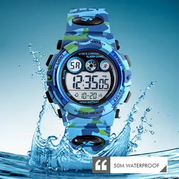 SKMEI Bērniem Sporta Pulksteņi Jauni Enerģisks Skalu Dizaina Ūdensizturīgs Krāsains LED+EL, Gaismas Relogio Infantil Bērnu rokas Pulkstenis