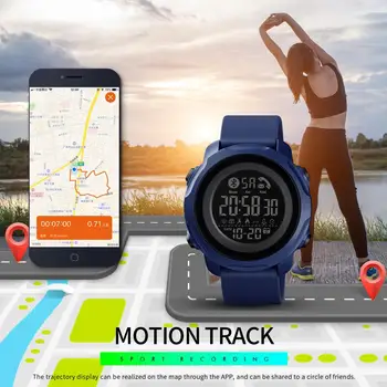 SKMEI Sporta Smart Vīriešiem Skatīties Modes Ūdensnecaurlaidīgs Gaismas Displejs Bluetooth App Atgādināt Miega Monitors reloj inteligente 1572