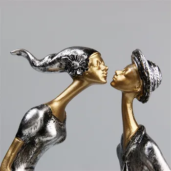 Skūpsts Pāris Statuetes Sveķu Handcarfts Mīļotājiem Statuja Statuetes Mājas Apdare, Oriģināls Dizains, Mīlestībā Rokdarbiem, Mājas Birojam