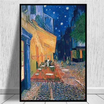 Slavenais Van Gogh Cafe Terrace Arlā Naktī Eļļas Glezna Uz Audekla Plakāti Un Izdrukas Sienas Mākslas Aina Dzīvojamā Istaba