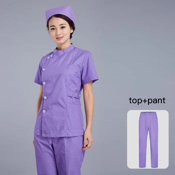 Slim Pogu vidukļa dizaina Spa vienotos ar elastīgu vidukļa bikses lab mētelis Krūmāji Tērpi Sievietēm Veselības aprūpes Darbinieku apģērbu skrubis komplekts