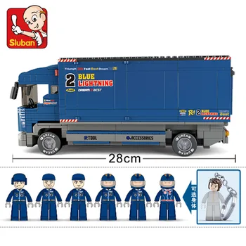 Sluban 641PCS F1 Sacīkšu Auto Modelis Ķieģeļu Pilsētas Transporta kravas automašīnu, Celtniecības Bloki Diy (do it yourself, Rotaļlietas, Bērnu Izglītības dāvanas
