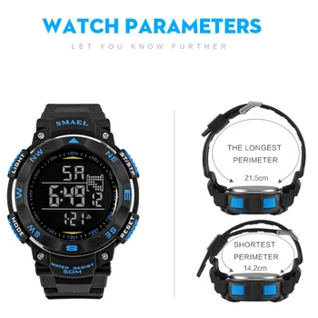 SMAEL Digitālo Pulksteņu 50m Ūdensizturīgs Sporta Skatīties LED Gadījuma Elektronika rokas pulksteņi 1235 Iegremdēšanās, Peldēšana Skatīties Led Digitālais Pulkstenis