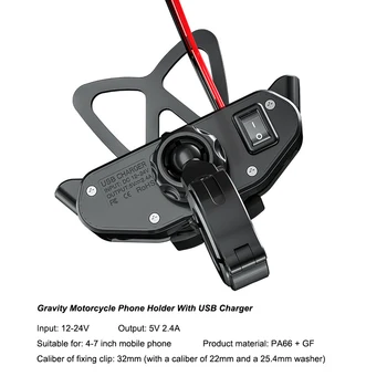 Smaguma Velosipēdu, Motociklu Tālruņa Turētājs ar USB Lādētāju 2.4. Par moto Atpakaļskata Stūres tālrunis Mount bick tālrunis atbalsta mount