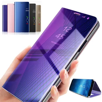 Smart Case For Samsung Galaxy A6 2018 Gadījumā, Spoguļi Apskatīt PU Ādas Statīvs Flip Cover For Samsung Galaxy A6 plus 2018 Gadījumā