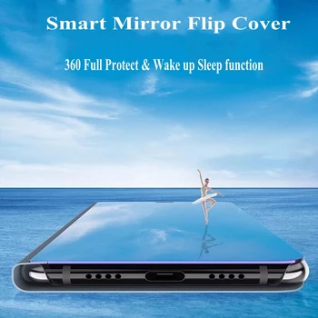 Smart Case For Samsung Galaxy A6 2018 Gadījumā, Spoguļi Apskatīt PU Ādas Statīvs Flip Cover For Samsung Galaxy A6 plus 2018 Gadījumā