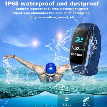 Smart Fitnesa Aproce Vīriešiem, Krāsu Ekrāns IP68 Ūdensnecaurlaidīga asinsspiediens, Sirds ritma Monitors Aproce Android, IOS pk ID107