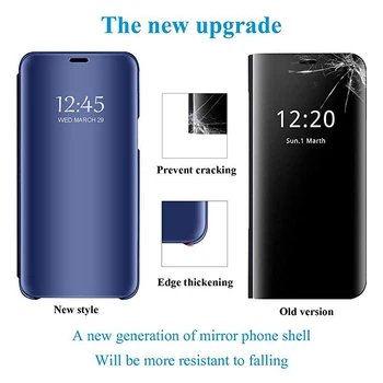 Smart Mirror Apšuvuma Āda Flip Case for Huawei Honor 8.A Y6 2019 Mobilo Telefonu Stāvēt Segtu Honor8A Spēlēt 8 HuaweiY6 Y62019 Soma