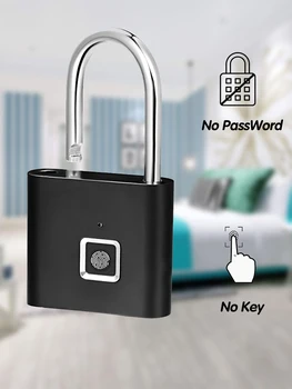 Smart pirkstu Nospiedumu Slēdzenes, Keyless USB Lādējamu Ātri Atslēgt Melnā un Sudraba Bezmaksas Kuģis